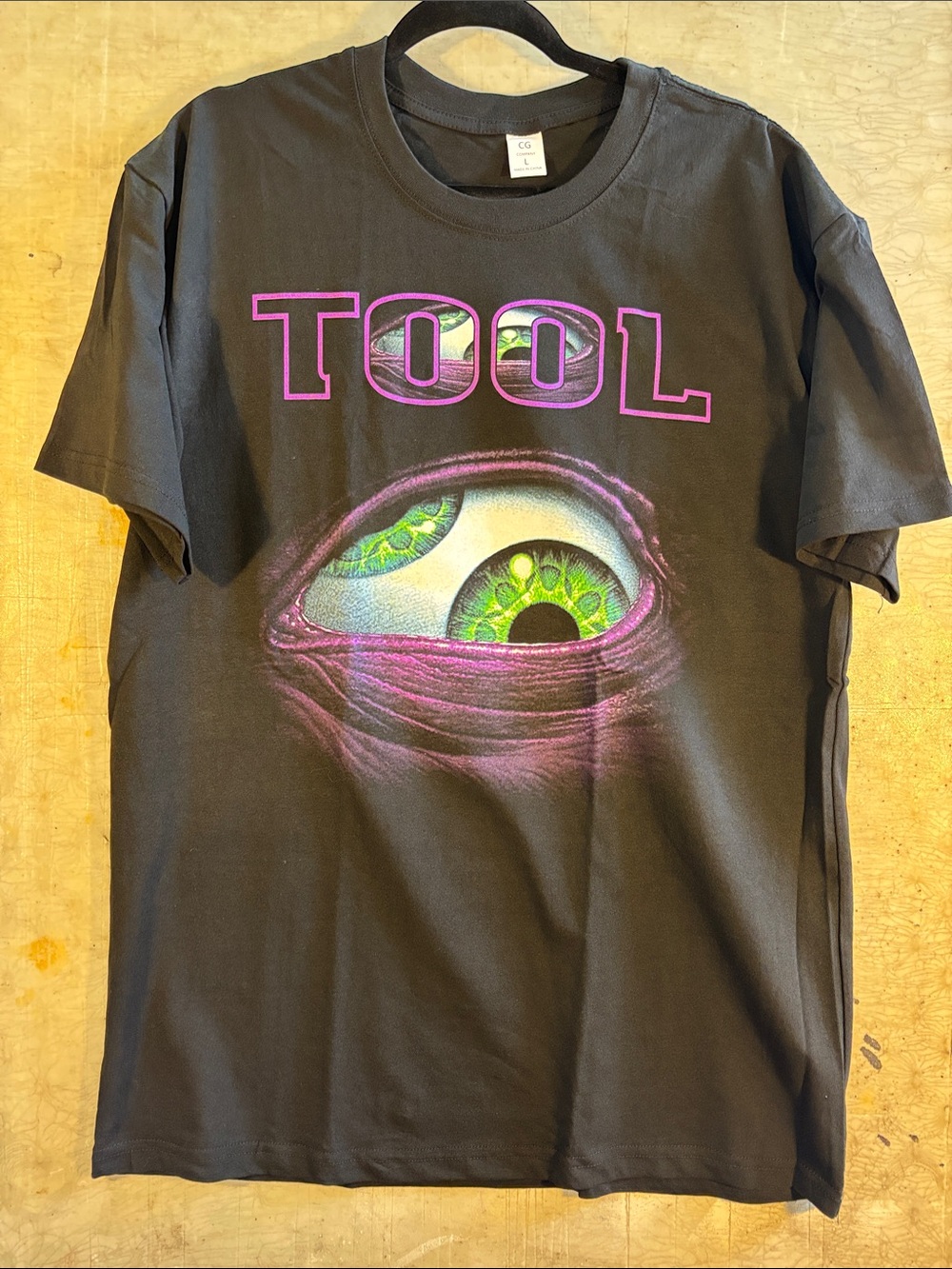 TOOL Men's Black Short-Sleeve Tee with Green Eye Graphic